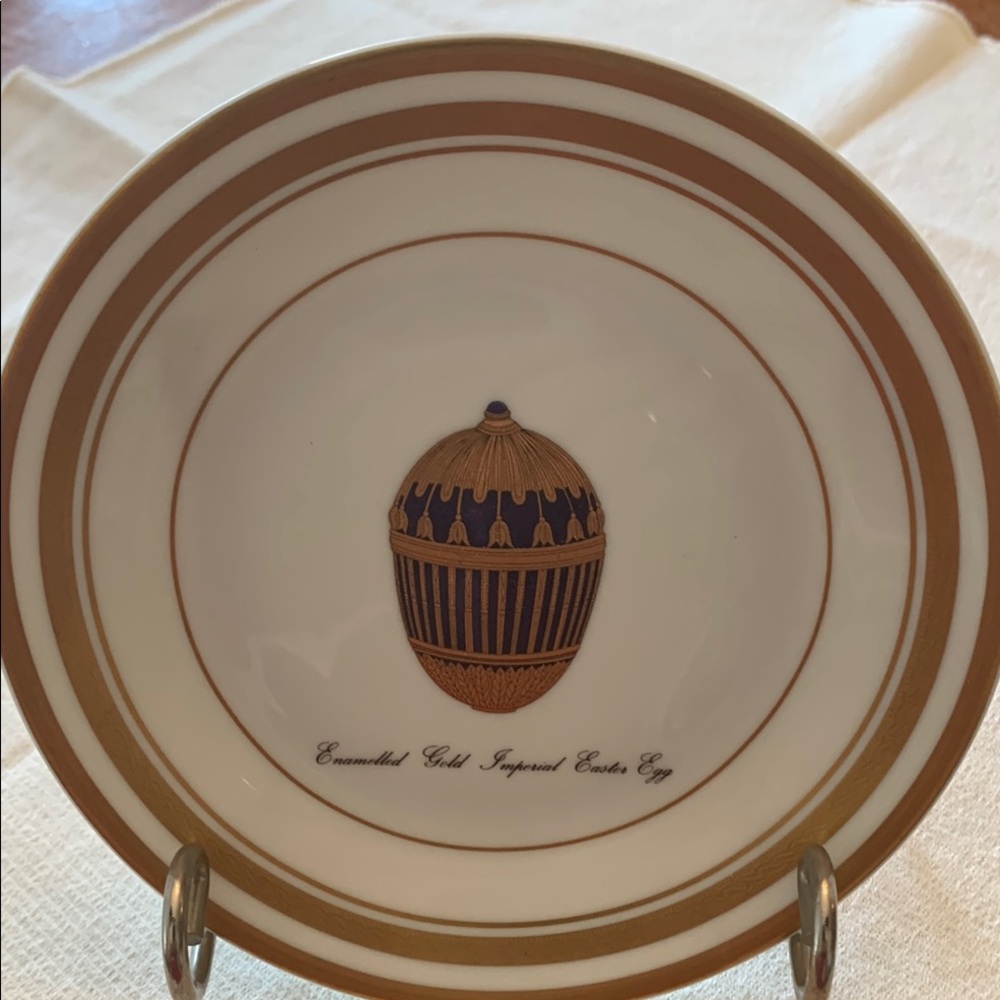 Vintage Faberge “Enameled Gold Imperial Easter Egg” Canapé Plate